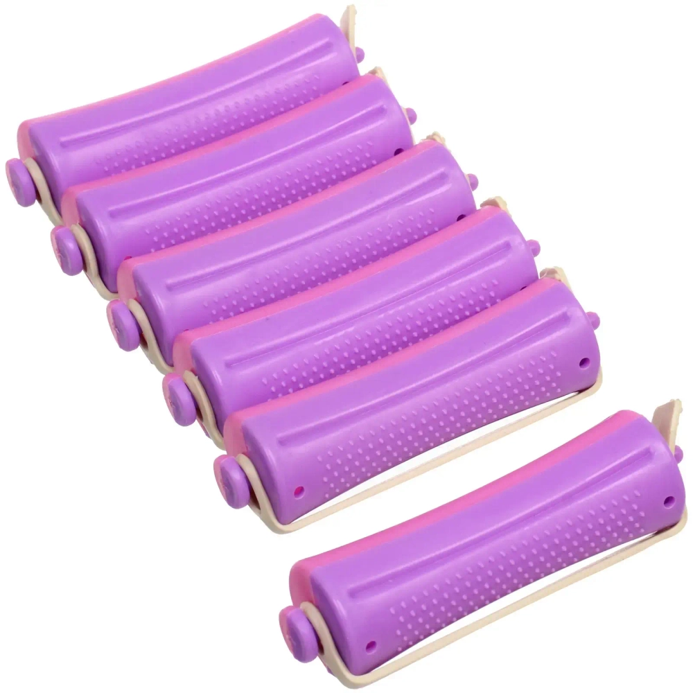Бигуди пластмассовые-коклюшки 6шт, d=25мм (фиолетовый-фуксия)