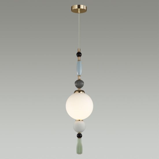 5405/1A MODERN ODL_EX24 125 золотой/голубой/зеленый/белый матов./металл/керамика/стекло Подвес E14 1*40W PALLE