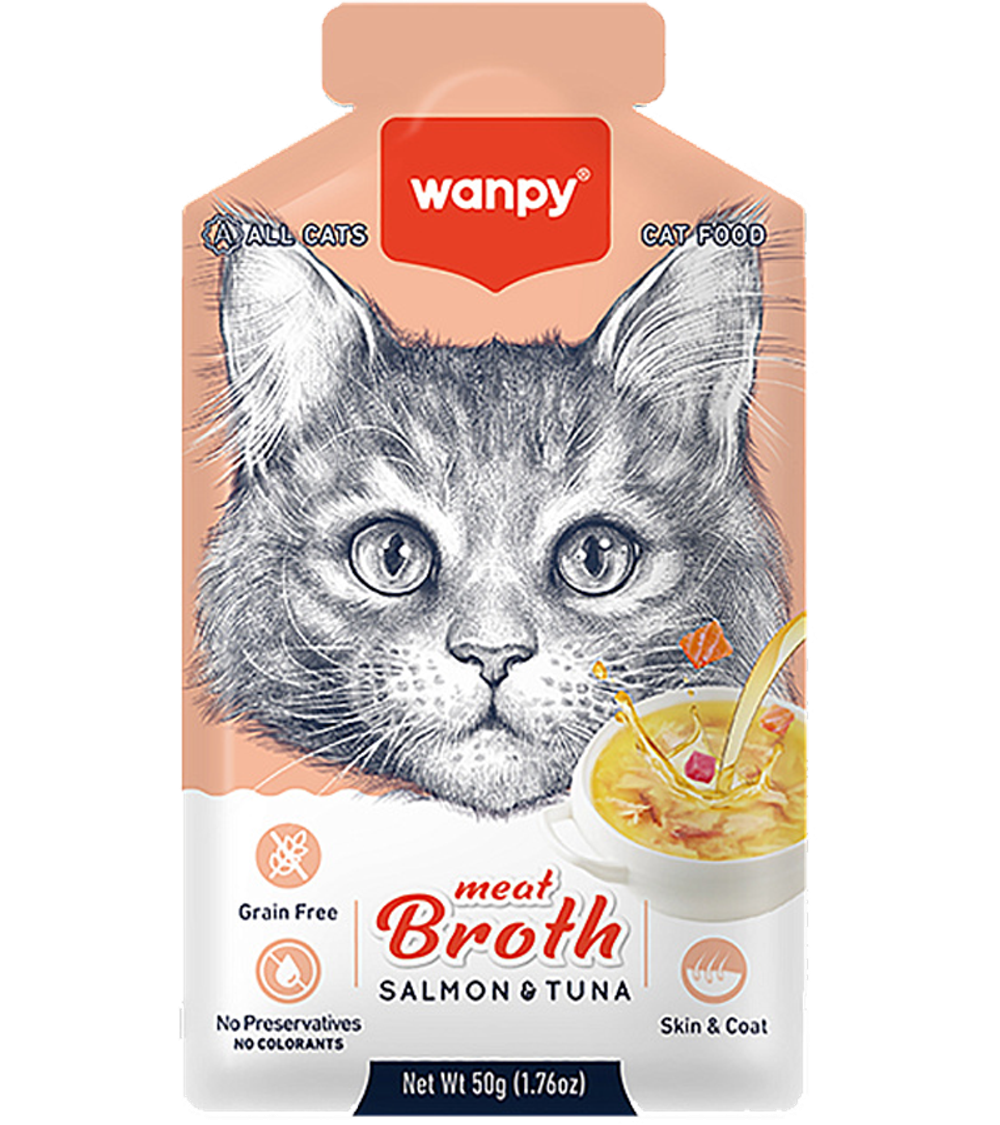 Wanpy Cat Для кошек "Бульон" с лососем и тунцом 50гр.