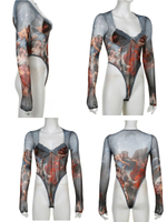 Боди y2k с длинным рукавом с бантиками