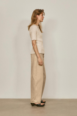 Massimo Dutti Джинсы прямого кроя с детальной отделкой на талии - Limited Edition, каменно-серый