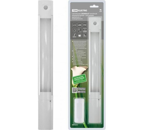 Светильник линейный LED 400х37 2,5Вт датчик  движ и освещ USB TDM