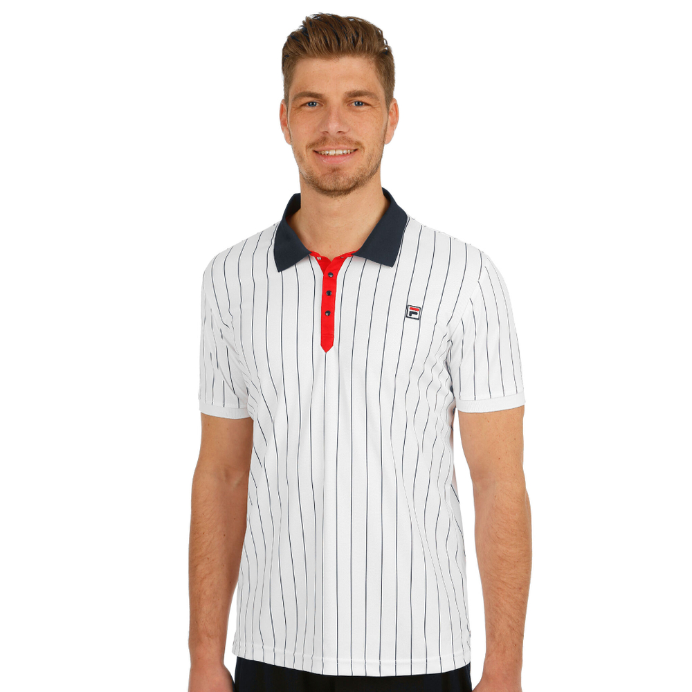Мужское теннисное поло Fila Stripes Polo Men - White, Dark Blue