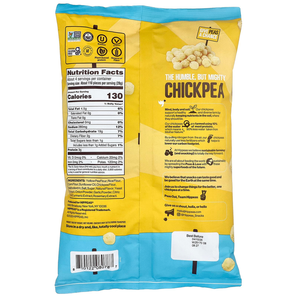 Hippeas, Pops, сырный чеддер, 113 г (4 унции)