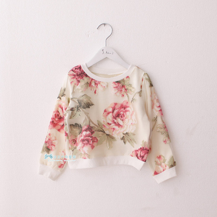 Толстовка детская с круглым воротом и цветочным принтом