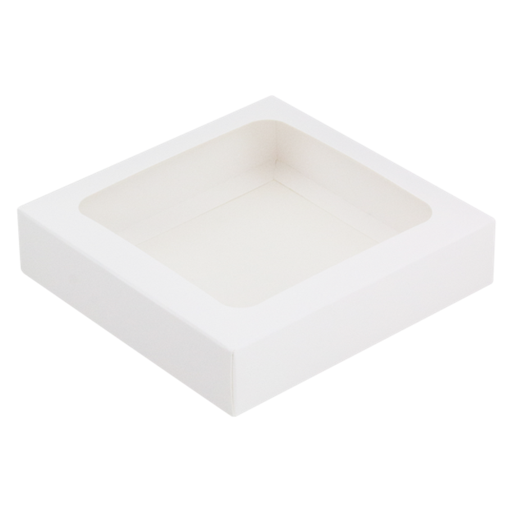 Коробка для конфет 9 ячеек с окном, белый 135х135х30 мм