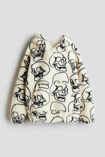 H&M Плюшевая толстовка с капюшоном, кремовый