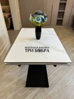 Кухонный раскладной стол "Хилтон", белый мрамор
