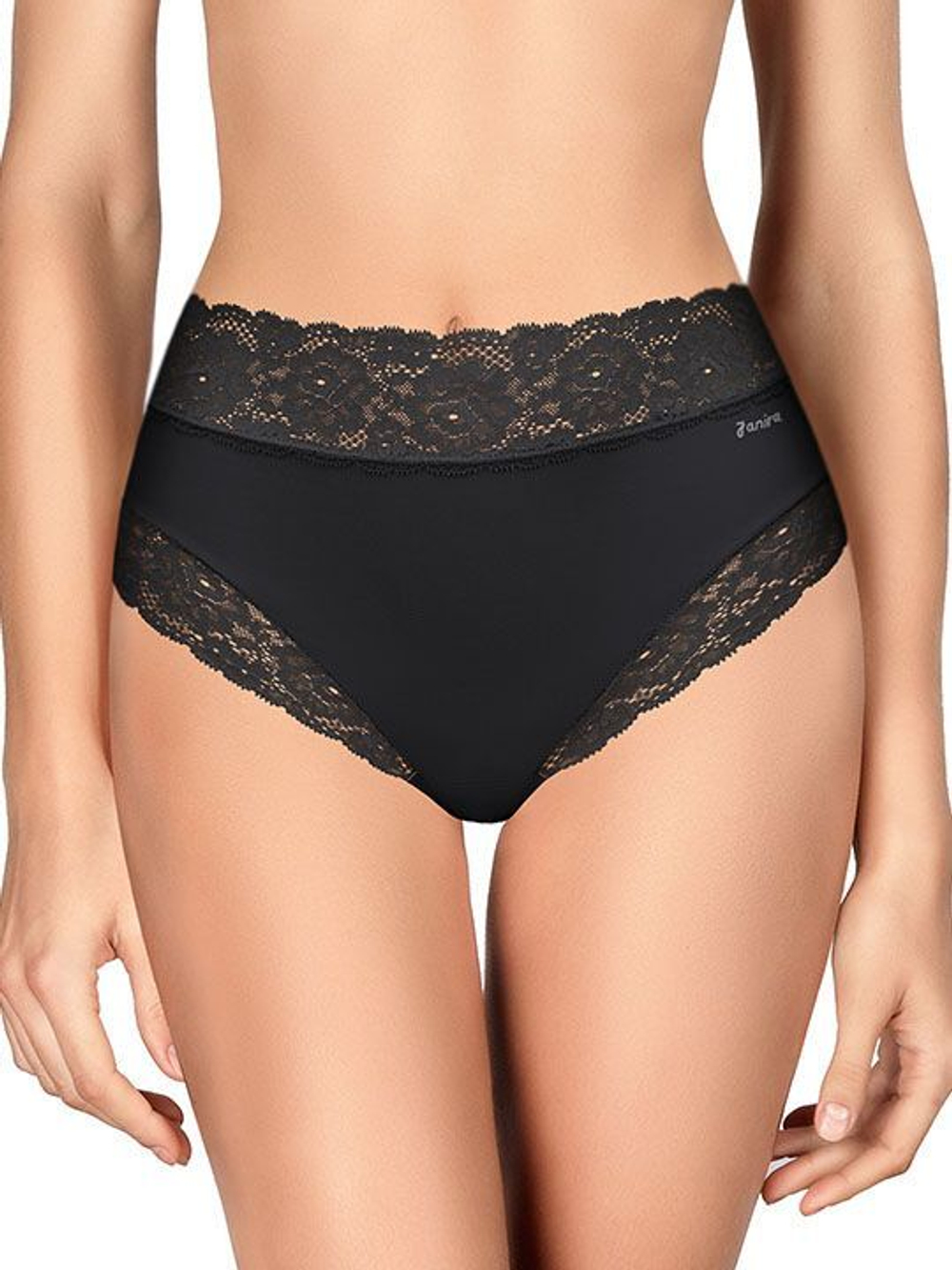 Высокие трусики-слипы с широкой кружевной оторочкой Dolce Micro (Размер: L) (Цвет: белый)