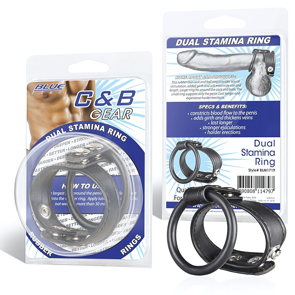 Двойное кольцо выносливости на пенис DUAL STAMINA RING (Цвет: черный)