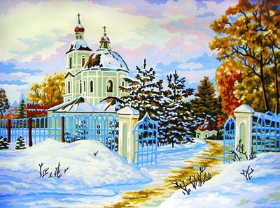 "Первый снег"-10434 канва с рисунком