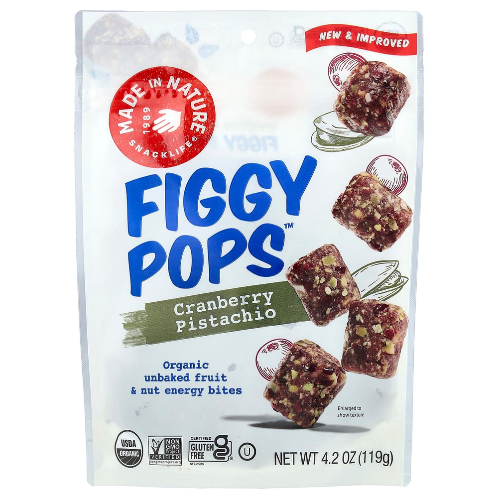 Made in Nature, Figgy Pops™, клюква и фисташки, 119 г (4,2 унции)