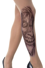 Колготки +size с принтом в виде чудовища (Размер: XL-XXL-XXXL) (Цвет: бежевый)