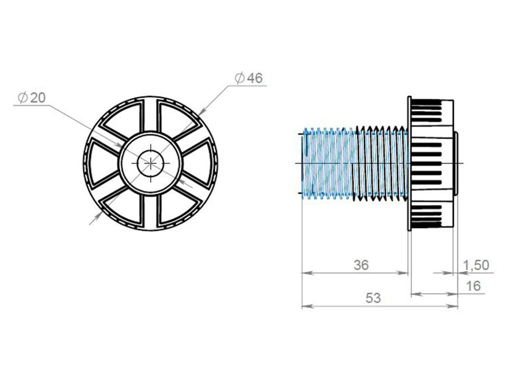 Опора кух. черная пластм.  разборная 100-120 мм, без клипсы