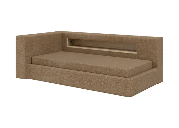 Диван-кровать Cube c нишей L (коричневый, рогожка)