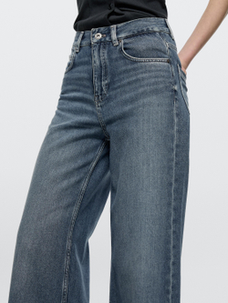 Massimo Dutti Джинсы с высокой талией и широкими штанинами, средне-синий