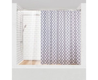 Шторка для ванной Master House Икат PEVA длина 200см 180*200см прозрачные люверсы кольца 12шт ромбы
