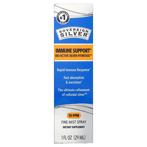 Sovereign Silver, Bio-Active Silver Hydrosol™, мелкодисперсный спрей, 10 част./млн, 29 мл (1 жидк. унция)