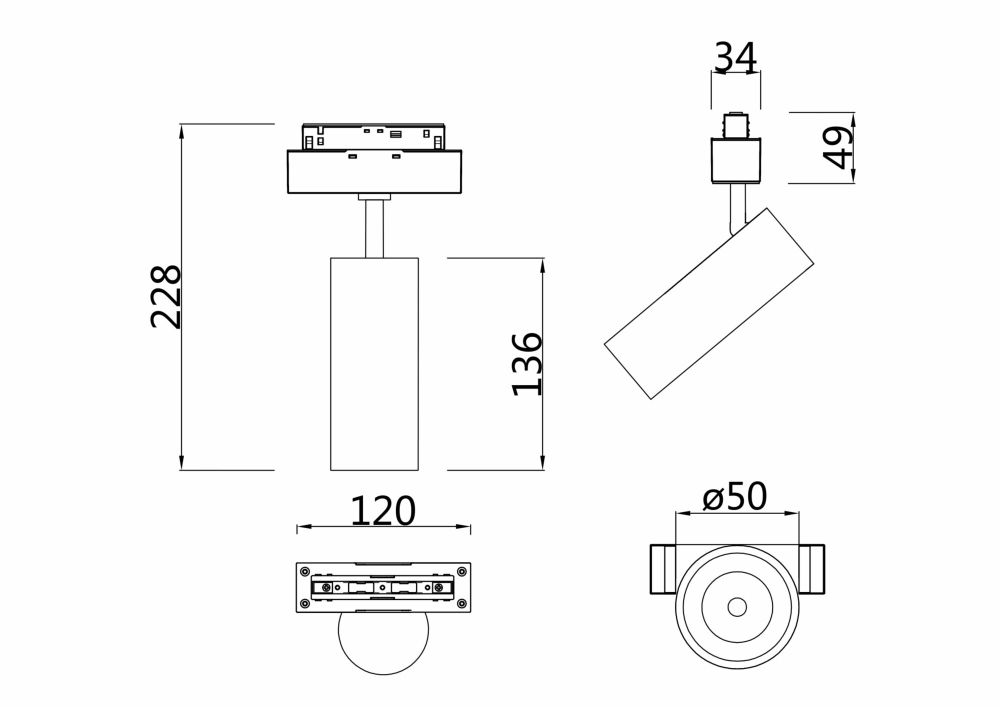 Трековый светильник Technical TR019-2-10W4K-B