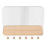 Зеркало с крючками для аксессуаров estique, 46х41 см, белое/натуральное дерево