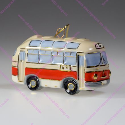 Фарфоровая ёлочная игрушка Экскурсионный Автобус
