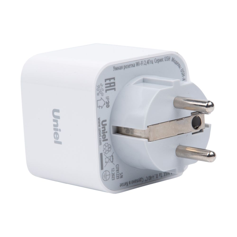 USH-A101 1G-WF WHITE Умная розетка Wi-Fi. 16A. До 3680Вт. Голосовое управление+приложение UnielSmart. TM Uniel