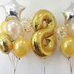 Шар (40"/102 см) Цифра, 8, Золото, 1 шт. в упак.