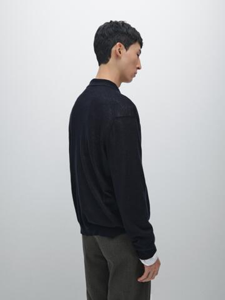 Massimo Dutti Вязаный кардиган из кашемира, темно-синий