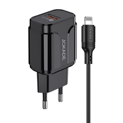 Зарядное устройство Jokade JB020 QC3.0 3А с Lightning черное