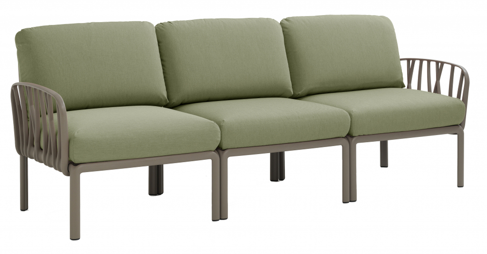 Диван пластиковый с подушками Nardi Komodo 3, тортора, джунгли