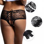 Трусики на завязках с доступом, черные, 3XL-4XL