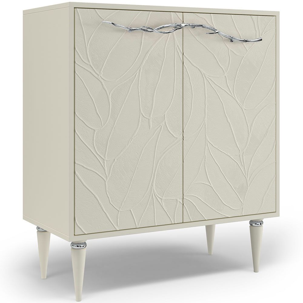 Комод Арт Колор leaves Классик Сильвер с 2 полками Кремовый белый