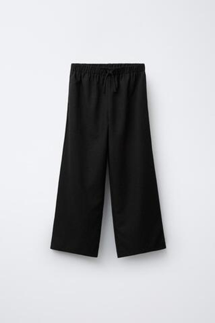 ZARA БРЮКИ WIDE LEG СО СТРАЗАМИ, ЧЕРНЫЙ