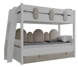 Кровать двухъярусная Астрит, белый/ велюр шампанское