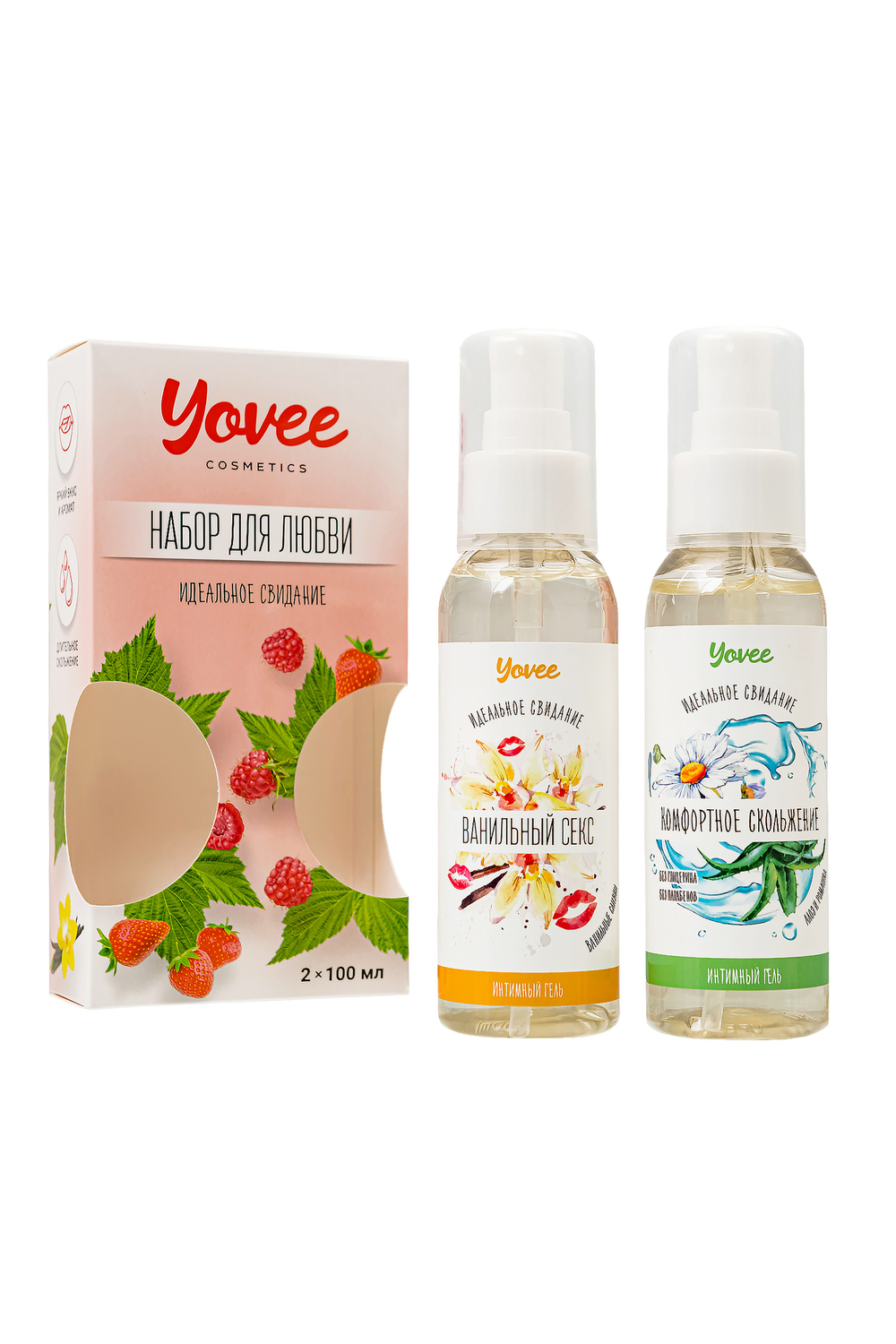 Набор гелей-смазок Yovee для любви (721011+721053), вкусовой (ваниль.сливки) + увл (алоэ), 2х100мл