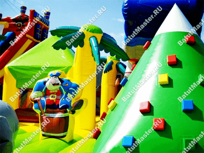 Большой надувной батут "Говорящая акула" 14*10*6 м