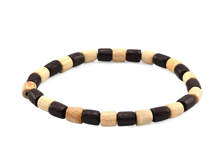 Браслет Фенька бусина через 1, цвет красно-коричневый, светло-коричневый, дерево