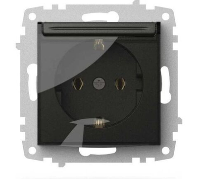 Механизм розетка с крышкой и заземлением без рамки цвет дымчатый 609-011100-218