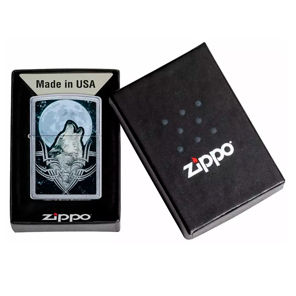 Зажигалка Zippo 49261 Howling Wolf Design, Street Chrome