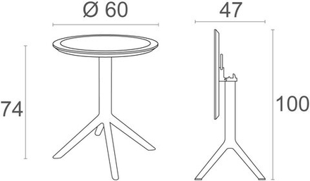 Стол пластиковый складной Siesta Contract Sky Folding Table Ø60, черный