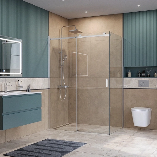 Душевой уголок BelBagno SOFT_CLOSE-2-AH-1 150х80 стекло прозрачное/профиль хром