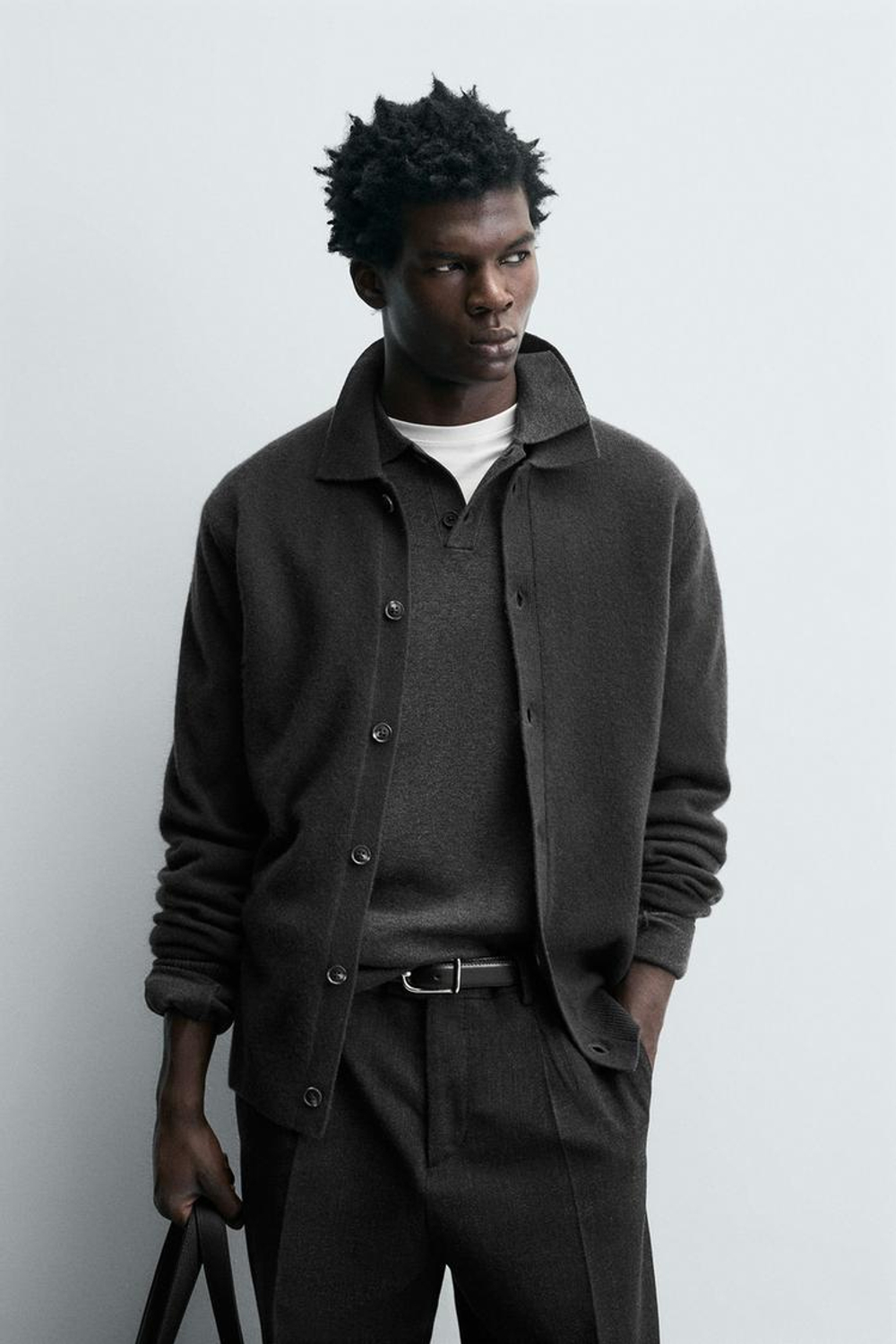 ZARA КАРДИГАН ИЗ СМЕСОВОЙ ШЕРСТИ - LIMITED EDITION, АНТРАЦИТОВО-СЕРЫЙ