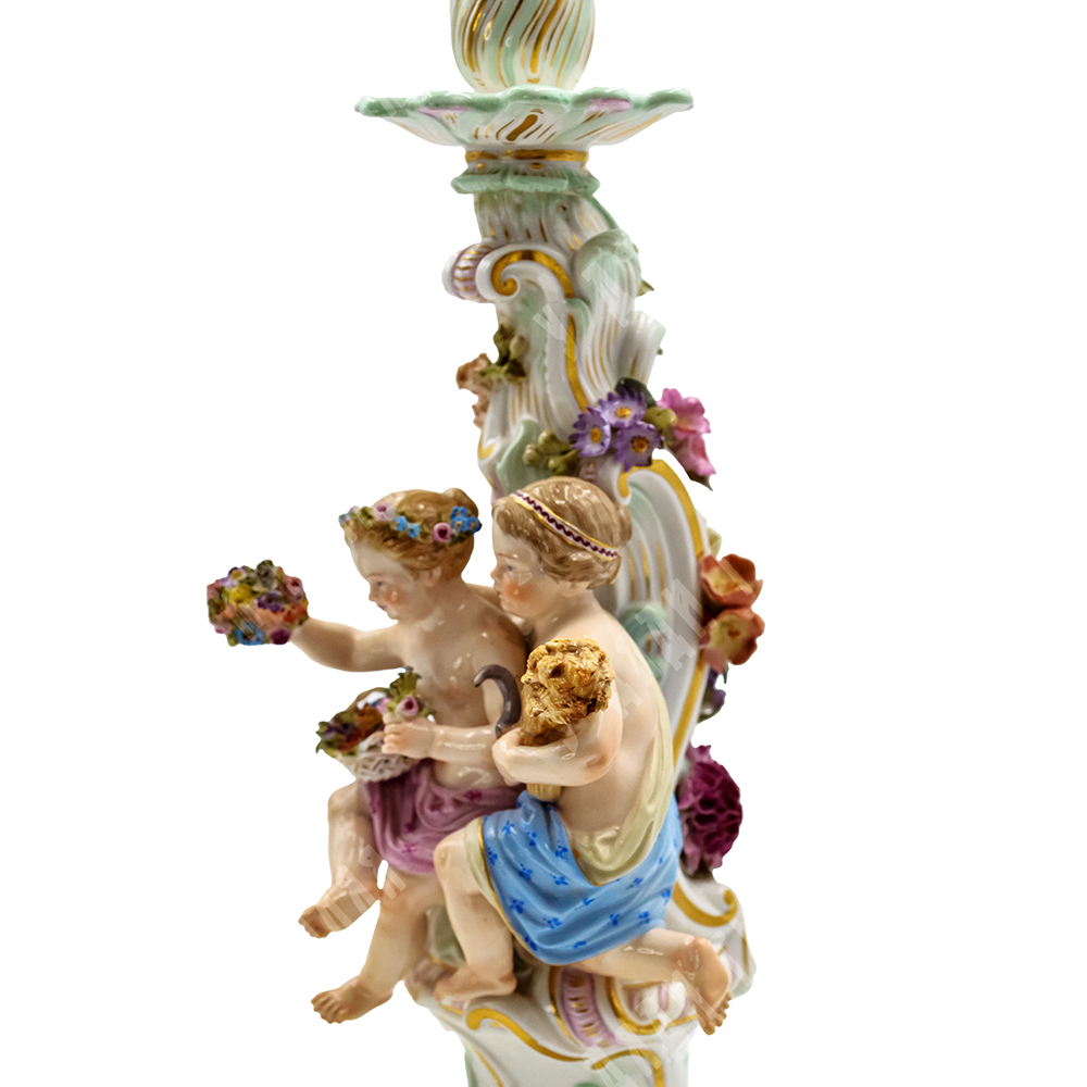 Пара подсвечников. Времена года. Meissen (Мейсен). Фарфор. Германия. XIX в.