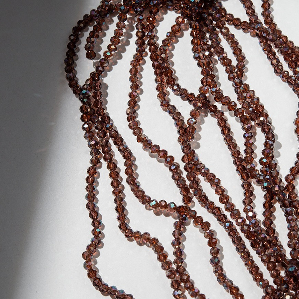 Хрустальные бусины "Марказит" с эффектом иризации, оттенок "Марсала", 4,3*3,5мм, рондель