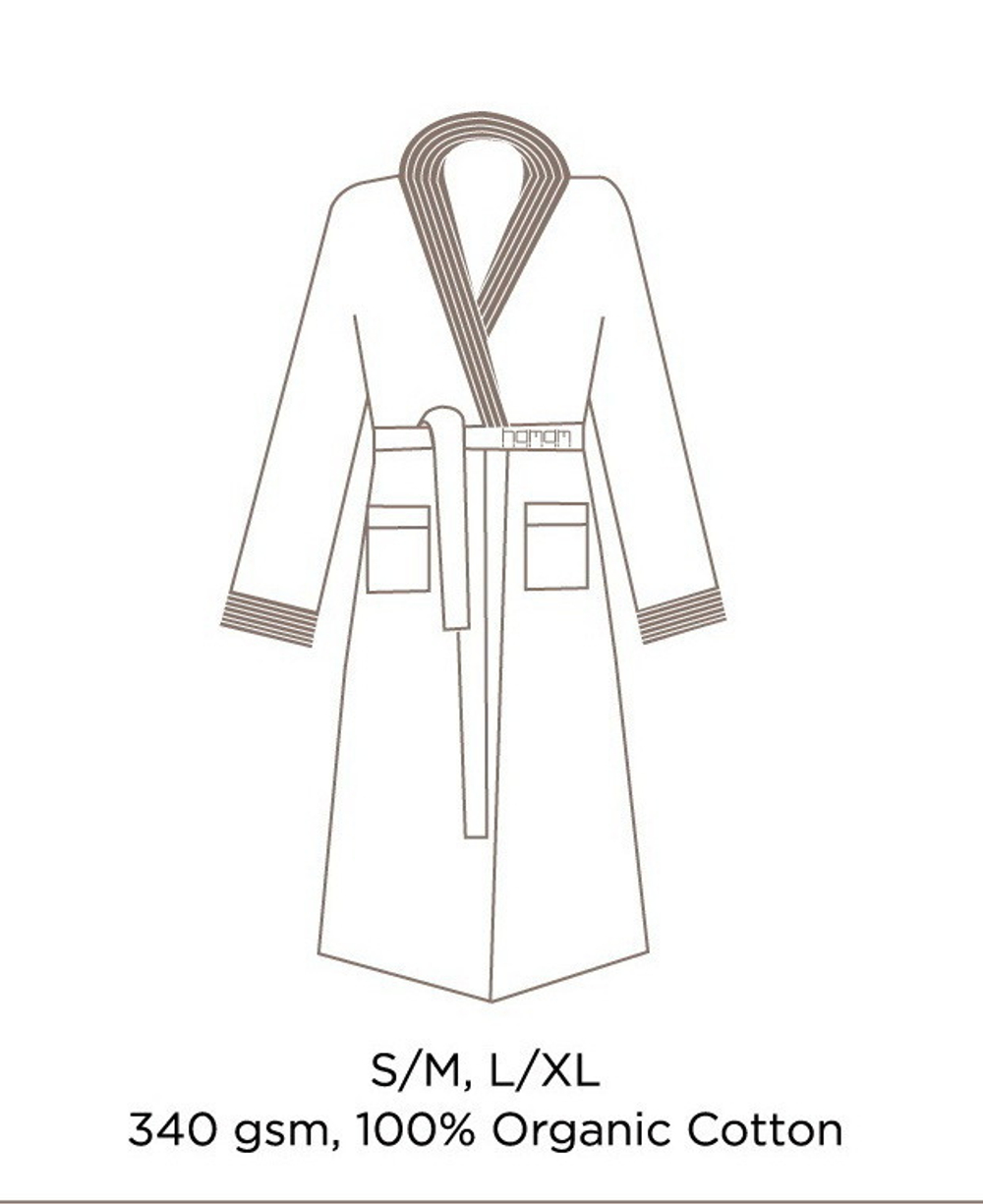 Халат махровый Hamam Galata Organic Contrast серый Турция силует