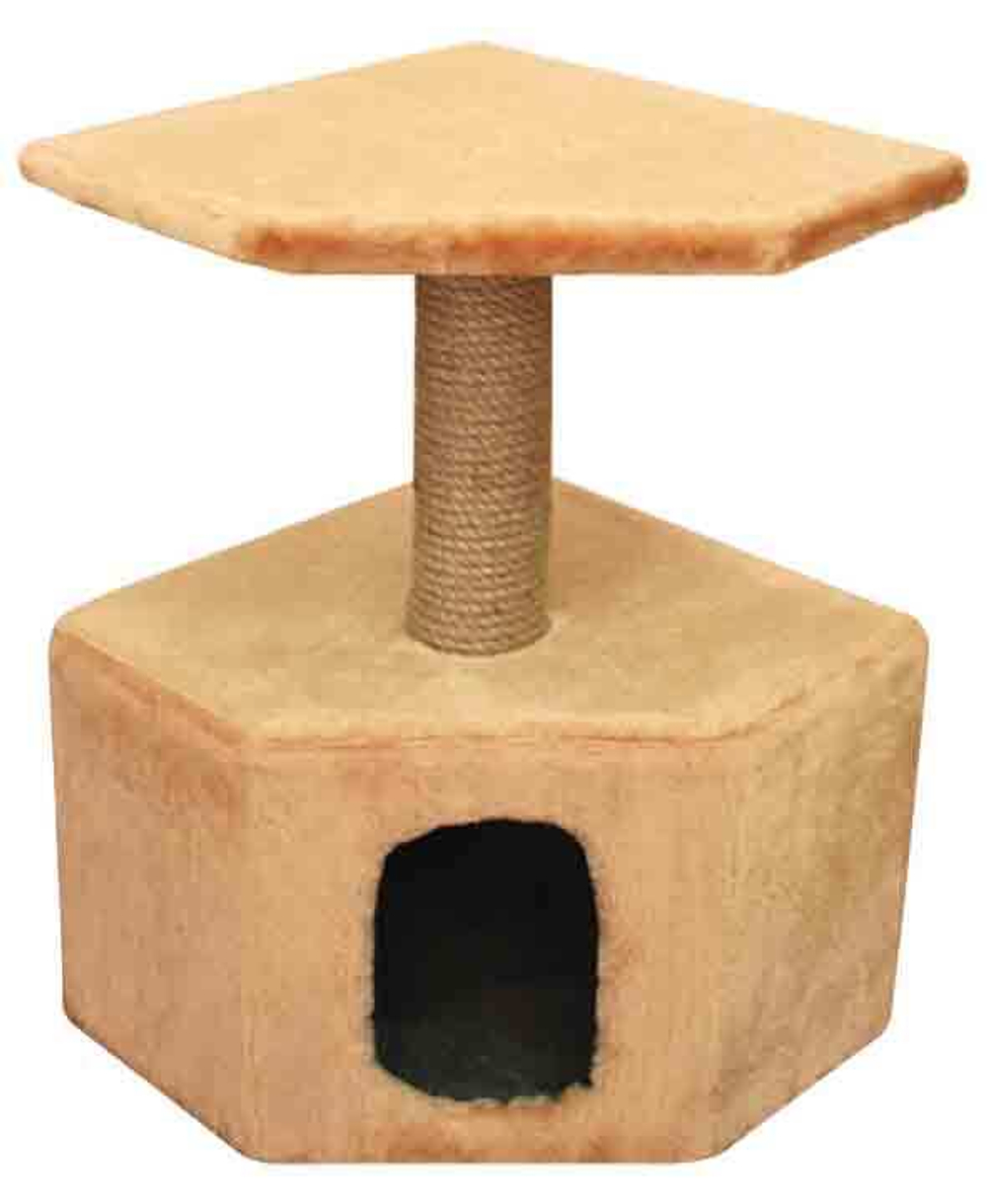 Игровой комплекс для кошек угловой однотонный, 410*410*720мм, Gamma