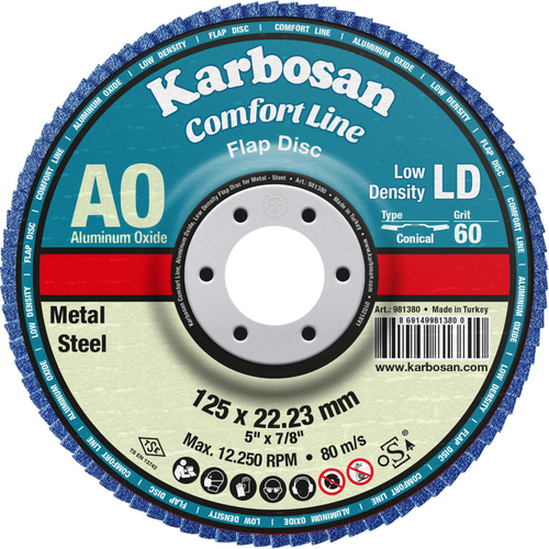 Круг лепестковый КЛТ 125х22 Р60 Karbosan Comfort Line AO LD Flap Конический