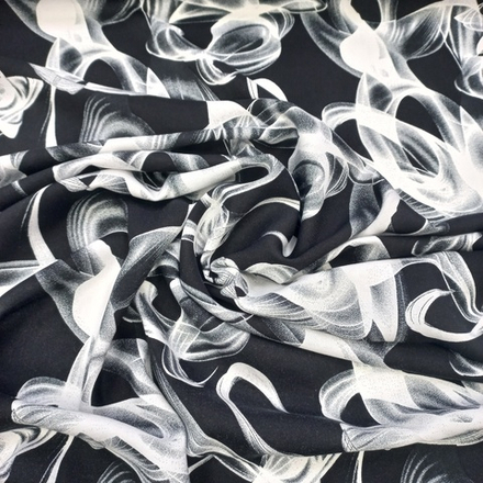 Штапель Дым на черном/вискоза