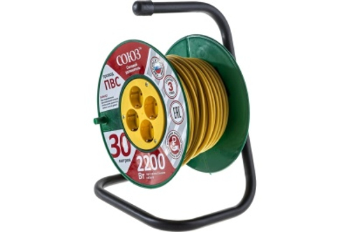 Удлинитель силовой на катушке 30м с/з 4 гнезда 2200Вт Союз