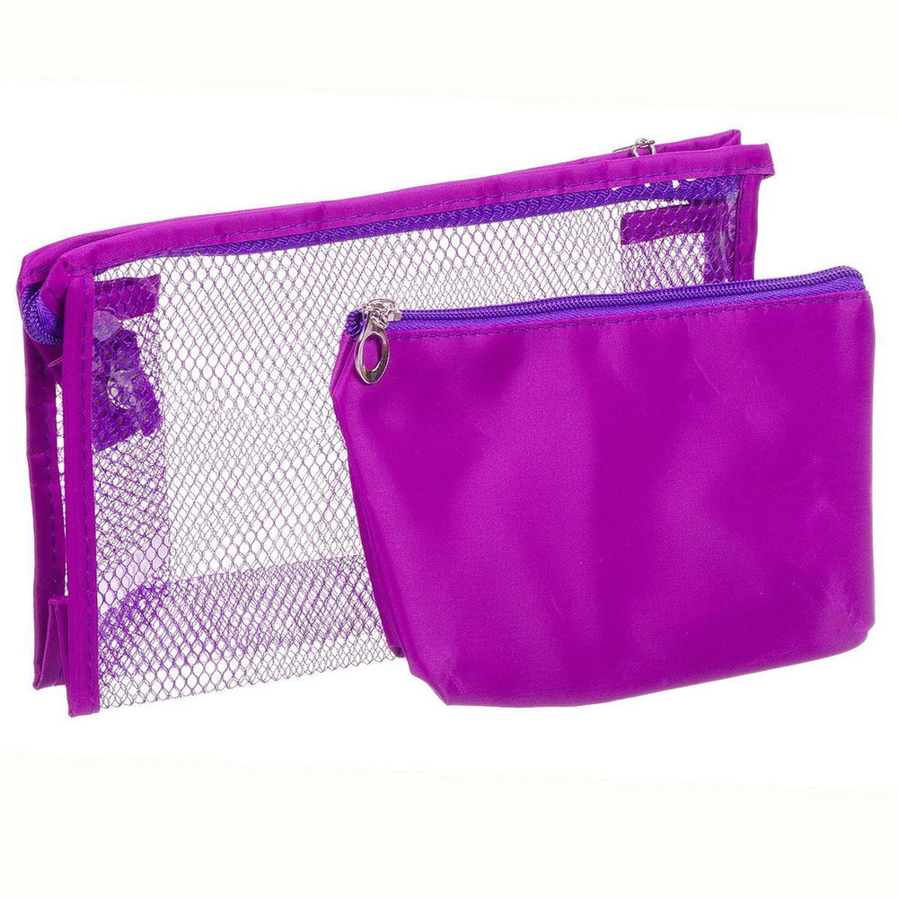 Набор косметичек 2 шт, 23х8х15 см, 18х3.5х11 см, Y9-166, прямоуг, молния, фиолет